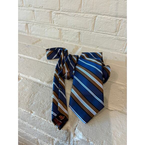 Robert Talbott Men's Tie Blue and Brown 100% Silk - Picture 1 of 5